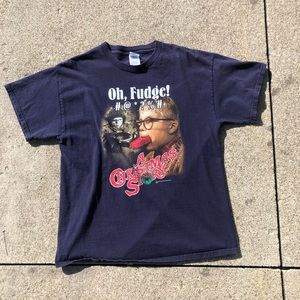 Vintage A Christmas Story Graphic Spellout Oh Fudge Shirt Tee T-Shirt Size Large